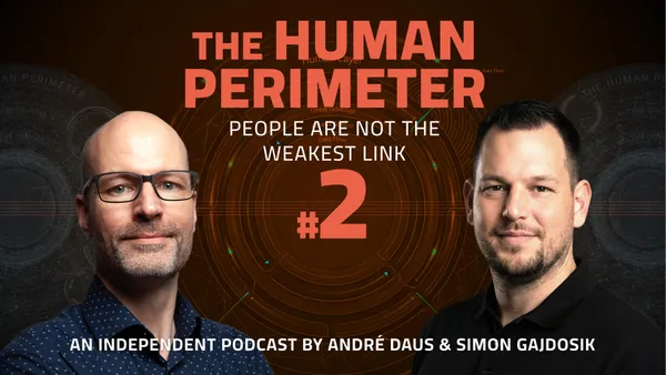 Episode 2 cover with hosts Simon Gajdosik and André Daus and the episode title 'People Are Not the Weakest Link'